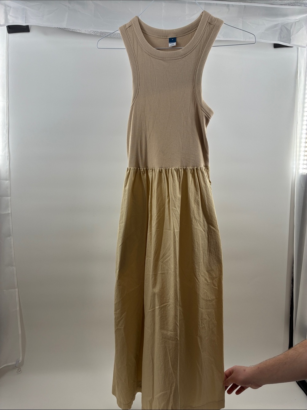 Old Navy Two-Tone Beige Tank Maxi Dress